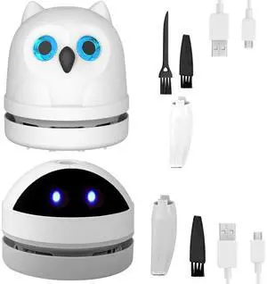 Hallocool Owl Vacuum Cleaner Mini Desktop Vacuum Sweeper Cute Desk Crumb Vacuum for Cleaning Eraser Waste Pencil Shaving Cookie Crumbs Pet Fur Bread Crumbs