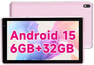 7 inch Tablet Android 15 Tablets, 6GB RAM 32GB ROM 1TB Expandable, Quad-Core Processor Tablet PC, WiFi6, 3000mAh Battery, Bluetooth, 1024 x 600 IPS Touch Screen, 2+5MP Dual Camera, GMS Certified, Pink
