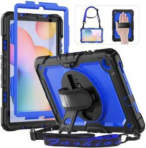 HXCASEAC Case for Samsung Galaxy Tab S6 Lite 10.4 inch, Protective with Screen Protector/Hand Strap/S Pen Holder, Shockproof S6 Lite Tablet Case 2024/2022/2020 SM-P610 SM-P613 SM-P620 - Blue