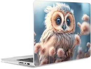 ICEKEE for M4 MacBook Pro 14 inch Case 2024(A3112 A3401 A3185) 2023(M3 A2918 A2992 M2 A2779) 2021(M1 A2442 ) Pro/Max, Plastic Hard Shell Cover for Mac Pro 14", Cute Owl
