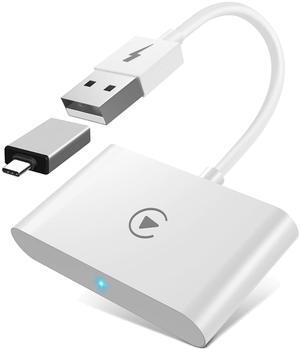 Wireless CarPlay Adapter,Wireless Carplay USB Dongle,Plug & Play 5GHz WiFi Online Update,Low Latency,Easy to Install,Support iOS 16+ (White)