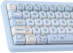 PBT MOA Keycaps - Cute Custom Keycap Set, 139 Keys, Dye-Sublimation for 61/64/68/84/87/100/104/108 Cherry MX Mechanical Keyboard (Band Puppies)
