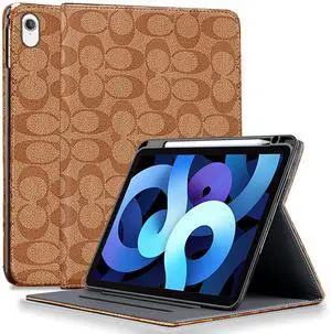 HYHCF Designer Compatible with iPad (A16) 11th Generation Case 11 Inch 2025,iPad 10th Generation Case 10.9 Inch 2022,Slim Stand PU Leather,with Pencil Holder and Soft TPU Back,Auto Sleep/Wake-Brown