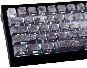Keycaps - Side Print Keycaps, Shine Through Custom Key caps, PBT Keycap Set Dye Sub & Double Shot, 131 Keys Cherry Profile Keyboard Keycap for Magnetic Mechanical Keyboard, Rose Coast