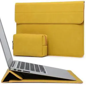HYZUO 15 Inch Laptop Sleeve Case with Stand for MacBook Air 15 M4 A3241 M3 A3114 M2 A2941 2025-2023, 15" Surface Laptop 7/6/5/4, MacBook Pro 15 A1990 A1707 2019-2016, with Pouch, Olive Yellow