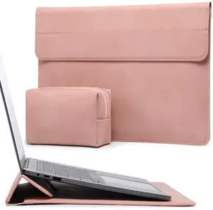 HYZUO 15 Inch Laptop Sleeve Case with Stand Feature Compatible with MacBook Air 15.3/15 M3/M2 Chip A3114 A2941 2024-2023, 15-inch Surface Laptop 7/6/5/4/3, MacBook Pro 15 2019-2016, Pink