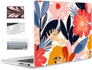 ICEKEE for M4 MacBook Pro 14 inch Case 2024(A3112 A3401 A3185) 2023(M3 A2918 A2992 M2 A2779) 2021(M1 A2442 ) Pro/Max, Plastic Hard Shell Cover for Mac Pro 14", Abstract Flower P371
