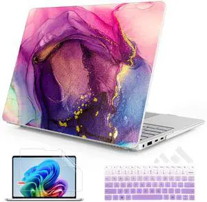 ICEKEE Case for 13.8 inch Microsoft Surface Laptop 2024 Windows 11 AI PC Surface Laptop 7 Cover Fits Model 2036, Keyboard Cover +Screen Protector +Dust Plugs, Marble P351