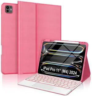 for iPad Pro 11-inch Case with Keyboard (M4) - Magnetic Wireless Bluetooth Keyboard with Multi-Touch Trackpad 7 Colors Backlit Stain Proof Folio Keyboard Cover for iPad Pro 11 Inch 2024,Dark Cherry