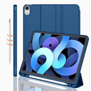iMieet iPad Air 11 Inch Case M3(2025) / M2 (2024), iPad Air 5th/4th Generation Case 2022/2020 10.9 Inch with Pencil Holder,Trifold Stand Smart Case with Soft TPU Back(Navy Blue)