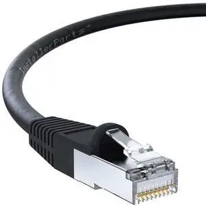 InstallerParts (10 Pack Ethernet Cable CAT6 Cable Shielded (SSTP/SFTP) Booted 0.5 FT - Black - Professional Series - 10Gigabit/Sec Network/High Speed Internet Cable, 550MHZ
