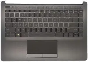 Replacement Upper Case Palmrest for HP 14Z-DK 14-DK 14-CF 14S-CF 14-DF Series Laptop Non-Backlit Keyboard Assembly Top Cover Touchpad L24818-001 Gray