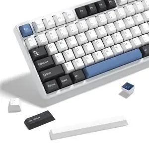 KBDiy Arctic PBT Double Shot Keycap Set,176 Keys Retro Blue Custom Key Cap Keycaps 60 Percent Cherry Profile Keycaps for 61/64/68/84/87/100/104/108 Mechanical Keyboard