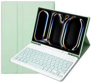 KcoxdCn Slim Candy Colors Keyboard Case Compatible with iPad Pro 11 Inch (M4) (5th Gen) 2024 Released with S Pen Holder, Mutil Angles Stand Cover Detachable Wireless Keyboard (Mint)