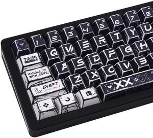 JOLINTAL Black and White Manga Themed Keycaps 130 Keys Cherry Profile PBT Custom Key Caps Dye Sub Keyboard Keycaps Set for 60% 65% 75% 100% Cherry Gateron MX Switches Mechanical Keyboard