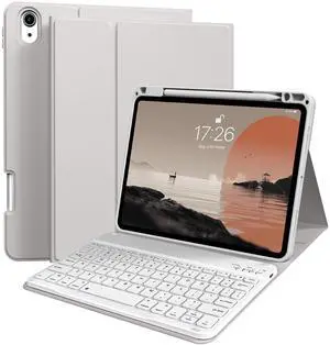 kenke for iPad Air 11 Inch M3/M2 (2025/2024), iPad Air 5/4th Gen (2022/2020) 10.9 Inch Case with Keyboard, Detachable Wireless Bluetooth Keyboard Cover with Right Side Pencil Holder & Groove (Gray)