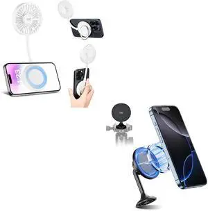 Kiorafoto Cell Phone Fan + Phone Tripod Mount :Magnetic Cell Phone Fan with Magnetic Phone Tripod Mount Adapter