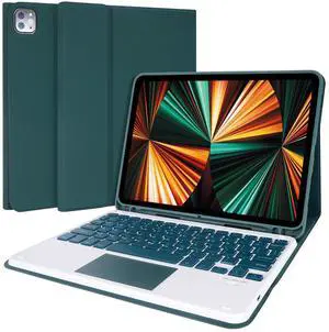 LAMA Touchpad Keyboard Case for iPad Air 11 inch 2025 7th/2024 6th & 10.9 -inch iPad Air 4th/5th Gen, Folio Keyboard Cover with Pencil Holder for 11 inch iPad Pro (4th/3rd/2nd/1st Gen), Dark Green