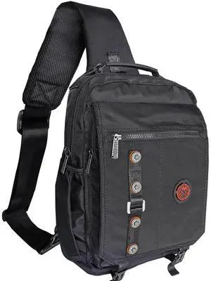 Kawei Knight Large Sling Bag Laptop Backpack Cross Body Messenger Bag Shoulder Travel Rucksack (C- Black)