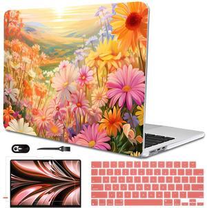 LCMOCICO for M4 MacBook Air 13.6 inch Case A3240 M3 A3113 A2681 M2 Chip 2022 2023 2024 2025 Release with Liquid Retina Display & Touch ID, Crystal Plastic Hard Shell Case Cover, Watercolor Daisies