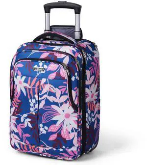 Lekespring Rolling Backpack for Adults, 17 Inch Waterproof Carry on Backpack with Wheels, Flower Middle