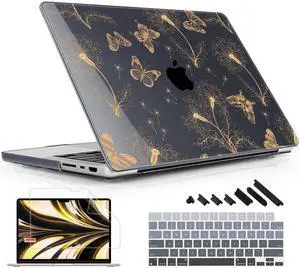Lepeoac for MacBook Pro 16 inch Case 2021 2022 2023 2024 Release A3186 A3403 M4 A2991 M3 A2780 M2 A2485 M1 Pro/Max, Hard Shell Case with Screen Protector & Keyboard Cover, Butterflies