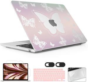 Lepeoac for MacBook Air 15 inch Case 2023 2024 2025 Release A3241 M4 A3114 M3 A2941 M2 with Liquid Retina Display & Touch ID, Hard Shell with Screen Protector & Webcam Cover, Butterfly