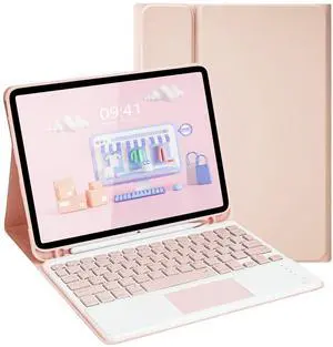 LAMA Touchpad Keyboard Case for iPad Air 11 inch 2025 7th/2024 6th & 10.9 -inch iPad Air 4th/5th Generation, Folio Keyboard Cover with Pencil Holder for 11 inch iPad Pro (4th/3rd/2nd/1st Gen), Pink