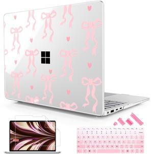 Lepeoac Case for Microsoft Surface Laptop 13.8 inch, 2024 Windows 11 Copilot+ PC, 7th Edition Touchscreen Display, Plastic Hard Shell Case with Keyboard Cover & Screen Protector, Bow