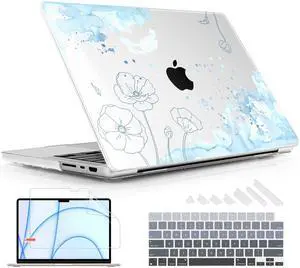 Lepeoac for MacBook Pro 14 Inch 2024 2023 2022 2021 Release M4 A3112 A3401 A3185 M3 A2918 A2992 M2 A2779 M1 A2442 Pro/Max Chip, Plastic Hard Shell Case with Keyboard Cover, Abstract Floral