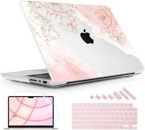 Lepeoac for MacBook Pro 16 inch Case 2021 2022 2023 2024 Release A3186 A3403 M4 A2991 M3 A2780 M2 A2485 M1 Pro/Max, Hard Shell Case with Screen Protector & Keyboard Cover, Watercolor Floral