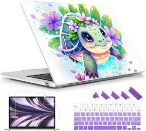 Lepeoac Case for MacBook Air 15 Inch 2025 2024 2023 Release M4 A3241 M3 A3114 M2 A2941, Hard Shell with Screen Protector & Keyboard Cover, Compatible with Touch ID, Tortoise