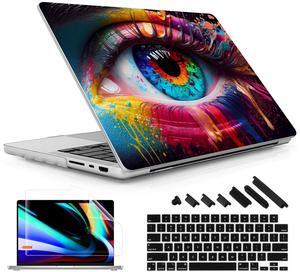 May Chen Case for M4 MacBook Pro 14 inch Models: M4 A3112 A3401 A3185, M3 A2918 A2992, M2 A2779, M1 A2442 2021-2024 Release, Surface Plastic Hard Shell Case & Keyboard Cover, Human Eye