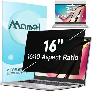360° Privacy Screen for Laptop 16 Inch 16:10, 4 Way Computer Monitor Privacy Shield, Matte Anti Glare Blue Light Filter Compatible with Lenovo Hp Dell Acer Asus Thinkpad Envy Xps