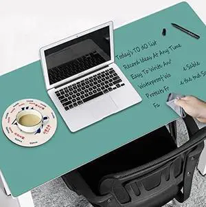 Magnetic Dry Erase Desk Mat for Making Plans,31.5"x15.7" Writable & Erasable Desk Mouse Pad with 2 Markers & 2 Cloths,Waterproof Writing Desk Pad for Office Home School Classroom (Lake Green)