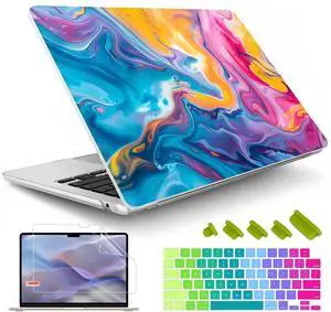 May Chen for MacBook Air 13.6 inch Case A3240 A3113 A2681 M4 M3 M2 Chip, 2025 2024-2022 Release, Ultra-Thin Plastic Hard Shell Case for MacBook Air 13.6" with Retina Display, Rainbow Colored Liquid