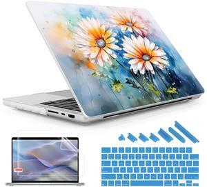 May Chen Case for M4 MacBook Pro 14 inch Models: M4 A3112 A3401 A3185, M3 A2918 A2992, M2 A2779, M1 A2442 2021-2024 Release, Surface Plastic Hard Shell Case & Keyboard Cover, Sunflower