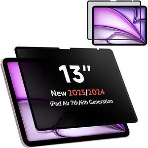 Upgrade Privacy Screen Protector for iPad Air 13 inch M3 2025 & M2 2024, (iPad Air 7th/6th Generation), Fully Removable Anti Spy Glare Blue Light Filter, High Sensitive/Bubble Free/Detachable