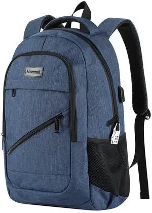 Mecrowd Laptop Backpack for Men, Anti Theft Backpack with USB Charging Port, 15.6 Inch Backpack for School Travel Work Business (Blue)