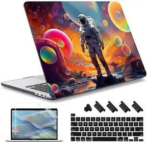 May Chen Compatible with MacBook Pro 16 inch Case 2020 2019 Release A2141 with Touch Bar & Touch ID, Plastic Hard Shell Case with Keyboard Cover + Screen Protector, Astronaut S929