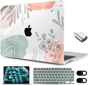 MEEgoodo for M4/M3/M2 MacBook Air 15.3 inch Case 2025 2024 2023, Case Fit Model (A3241/A3114/A2941) for MacBook Air 15 inch, Laptop Hard Shell with Keyboard Cover, Watercolor Floral 3