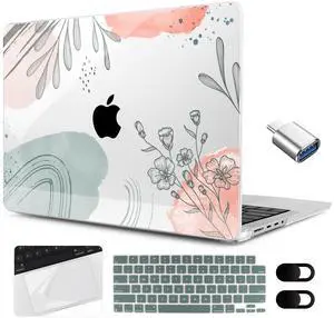 MEEgoodo for M4 MacBook Pro 14 inch Case 2024 2023 2021, Laptop Hard Shell Cases Fit Model A3112/A3401/A3185/A2918/A2992/A2779/A2442 for M3 M2 M1 Pro/Max,Watercolor Floral 3