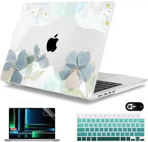 Mektron Case for MacBook Pro 14 inch 2024 2023 2021 Model M4 A3112 A3401 A3185 M3 A2918 A2992 M2 A2779 M1 A2442 Pro/Max, Plastic Hard Shell Case Cover for MacBook Pro 14" with Touch ID, Flower C006