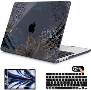 Mektron for 2025 M4 MacBook Air 13.6 Inch A3240 Case Fits 2023 A2681 M2 2024 A3113 M3 Chip with Liquid Retina Display, Printed Plastic Hard Shell Cover for MacBook Air 13.6", Line Chrysanthemums