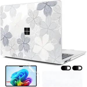 MEEgoodo Case for Microsoft Surface Laptop 13.8 inch Touchscreen 2024 (7th Edition),Clear Cover Fit Model 2036,Laptop Hard Shell with Keyboard & Webcam Cover & Screen Protector,Multicolored Roses