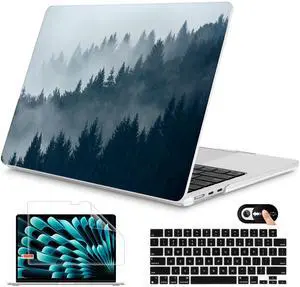 Mektron for 2025 M4 MacBook Air 13.6 Inch A3240 Case Fits 2023 A2681 M2 2024 A3113 M3 Chip with Liquid Retina Display, Printed Plastic Hard Shell Cover for MacBook Air 13.6", Misty Forest C132