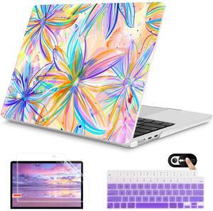 Mektron for 2025 M4 MacBook Air 13.6 Inch A3240 Case Fits 2023 A2681 M2 2024 A3113 M3 Chip with Liquid Retina Display, Printed Plastic Hard Shell Cover for MacBook Air 13.6", Watercolor FlowerC328
