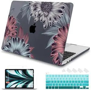 Mektron for MacBook Pro 16 inch A2141 Case 2020 2019 Release with Retina Display & Touch Bar & Touch ID, Blooming Chrysanthemums Plastic Hard Shell Cover Keyboard Skin Screen Protector Dust Plug