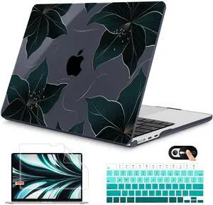 Mektron for 2025 M4 MacBook Air 13.6 Inch A3240 Case Fits 2023 A2681 M2 2024 A3113 M3 Chip with Liquid Retina Display Touch ID, Printed Plastic Hard Shell Cover for MacBook Air 13.6", Floral C218