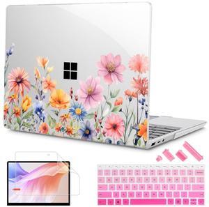 Mektron Case for 13.5" Microsoft Surface Laptop 5/4/3 with Metal Palm Rest Model 1951/1868, 2019/2021/2022 Release Plastic Hard Shell Cover with Screen Protector + Keyboard Cover, Floral P165